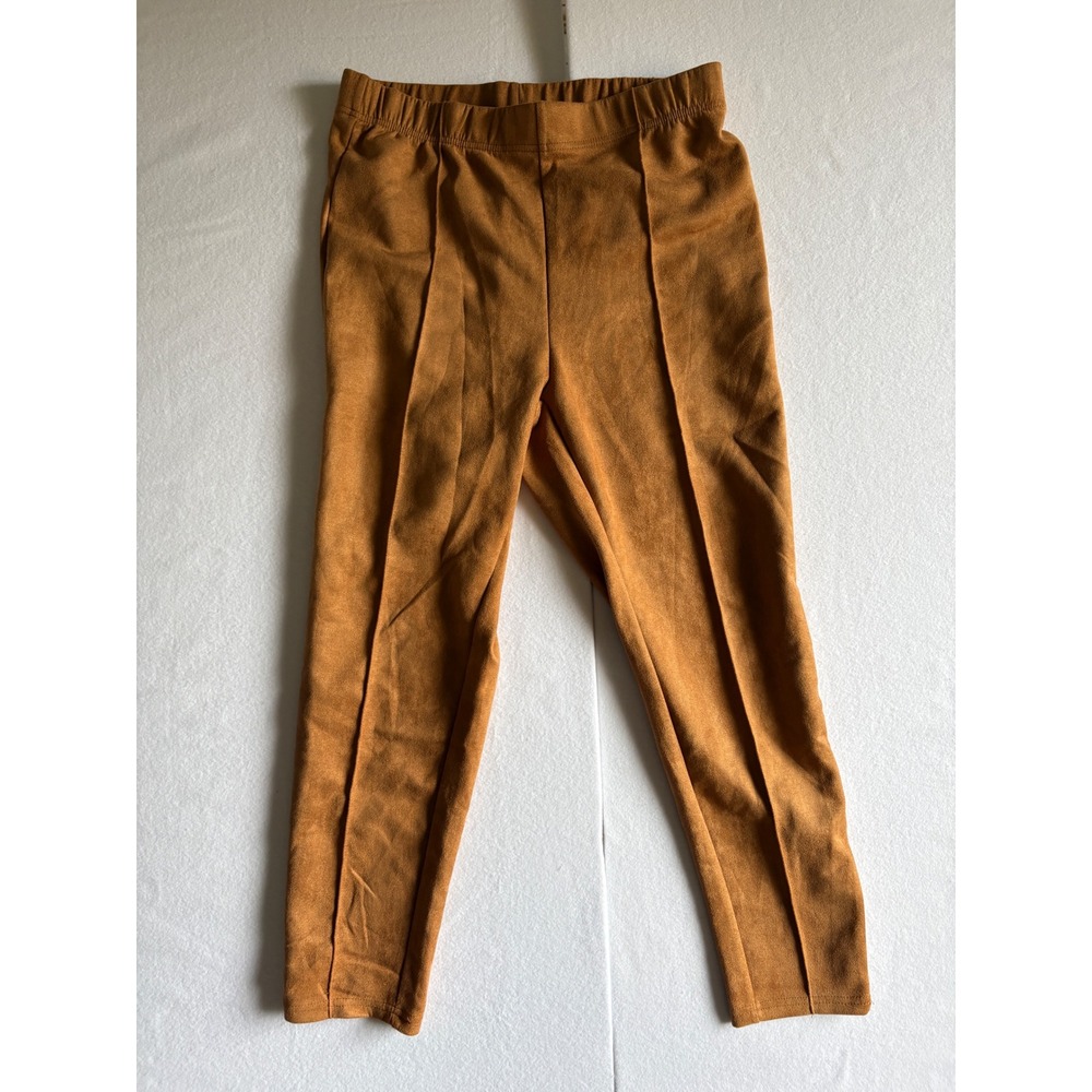 SHEIN Curve Womens 0XL Camel Faux Suede High Rise Pintuck Seam Skinny Pants